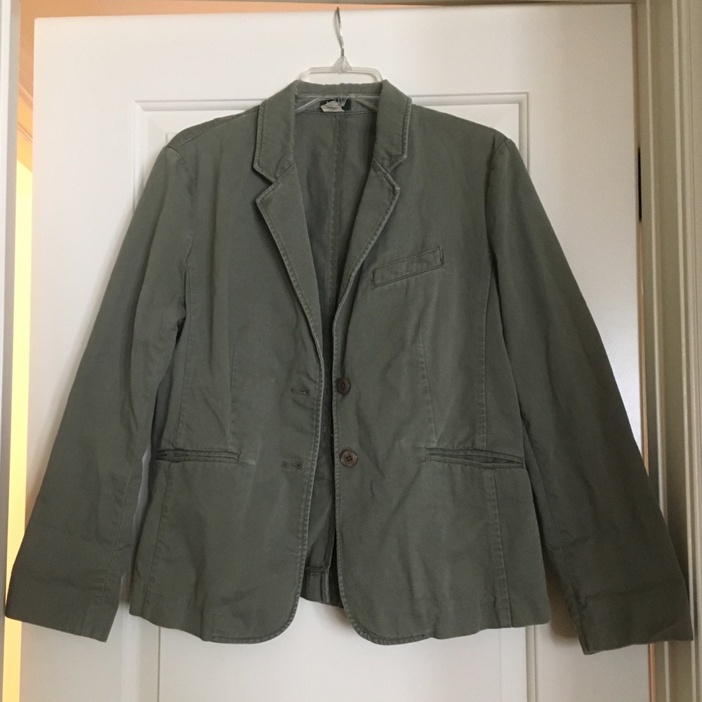 Jcrew olive cotton casual blazer jacket
